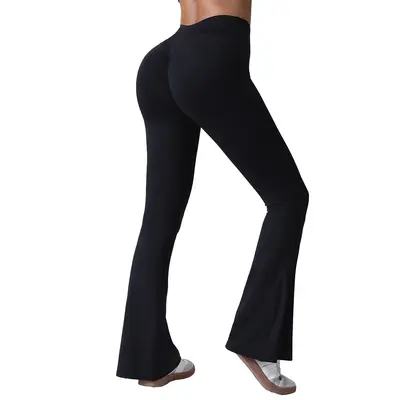 Pfirsich-Po-Lift High-Waist-Yoga-Hose für Damen, weites Bein, schnelltrocknend - 6