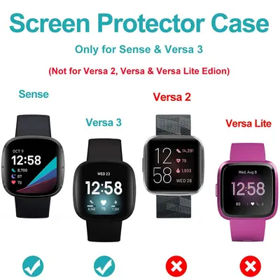 Защитный чехол, совместимый с Fitbit Versa3/Sense, из гальванизированного TPU, с защитой экрана по всему периметру и поддержкой сенсорного экрана