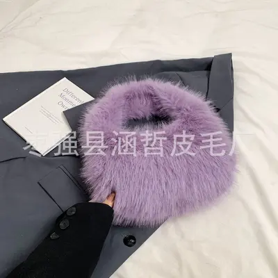 Herbst- und Winter neue flauschige Imitat-Fuchspelz-Handtasche, koreanischer Stil, vielseitig, tragbare Plüsch-Reisetasche - 11