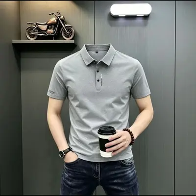 Erkek Yaz Hızlı Kuruyan Kısa Kollu Polo Yaka Baskılı T-Shirt, Nefes Alabilir