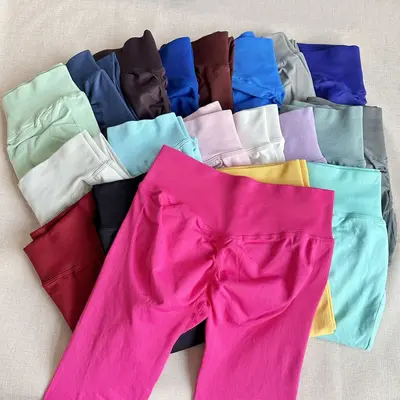 Fitness-Leggings im DF-Stil, hohe Taille, nahtlos, Po-Lift, 9/10-Länge