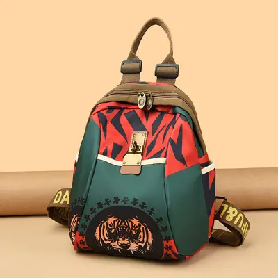 Women's Canvas Backpack, Large Capacity, Printed, Travel - 7