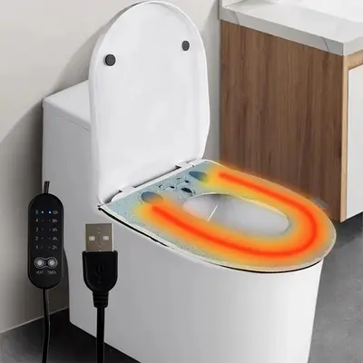 USB-Heizsitzauflage Elektrische Beheizung Winter Plüsch warme Toilettensitzbezug Sitzring mit Griff universell Konstanttemperatur WC-Sitzbezug [