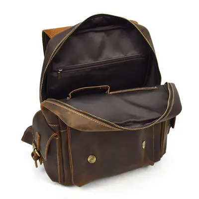 Crazy Horse Leather Vintage Backpack, Genuine Leather, Unisex - 5