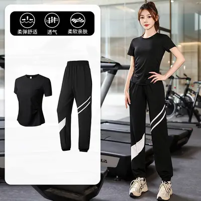 Women's Quick-Dry Yoga Set with Loose Mesh Cover-Up - 11