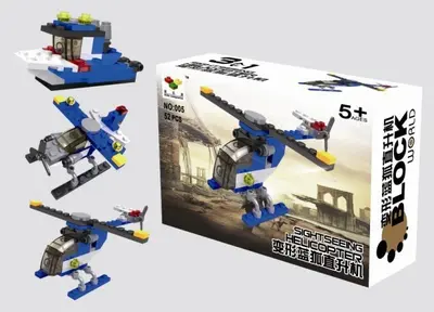 Shunlekang Building Blocks Transformable Engineering Vehicle Airplane Fire Truck Kids Toy - 12