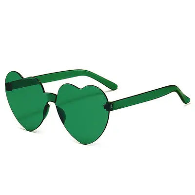 Herzförmige Bonbonfarben-Sonnenbrille, rahmenlos, einteilige Linse, Partymodell - 5