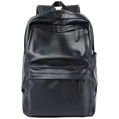 Men's leather backpack large capacity travel backpack junior high school and high school university student bag fashion men's bag computer bag - 6
