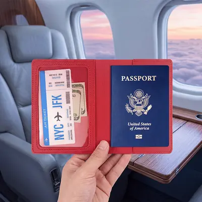 Cross-border Amazon In-Stock Airplane Passport Cover Protective Case PU Leather Passport Holder Thickened Passport Wallet