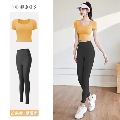 Damen-Slim-Fit-Laufoutfit mit Brustpolster, Sommer - 9