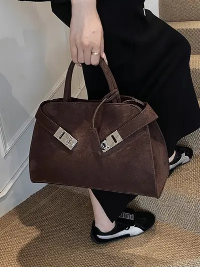 Women's Suede Tote Bag, Large Capacity, Single Shoulder - 5