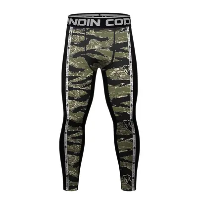 Men's Printed Compression Sports Long Pants for Running and Basketball - 8