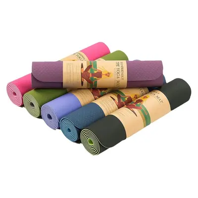 6 mm TPE Çift Renkli Yoga Matı, Kaymaz Fitness Minderi - 3
