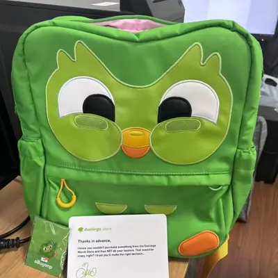 Cute Cartoon Duolingo Student Backpack Large Capacity - 2