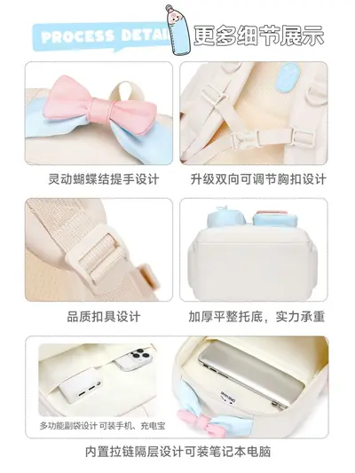 Children's Backpack for Grades 3-6, Girls, Macaron Colour - 4