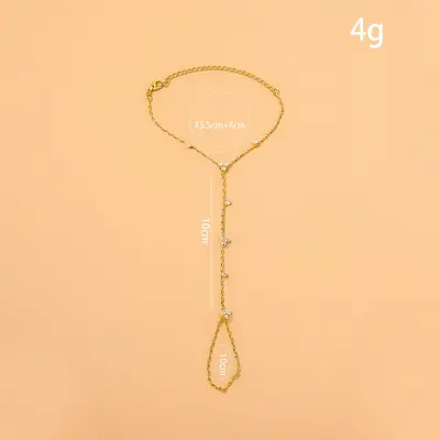 Kristall-Handrücken-Kettenarmband, geometrisch, Partyschmuck