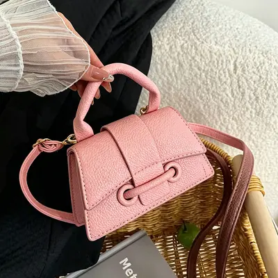 Retro Women's Shoulder Bag, Autumn Winter Style, Small Square Drawstring Bag - 5