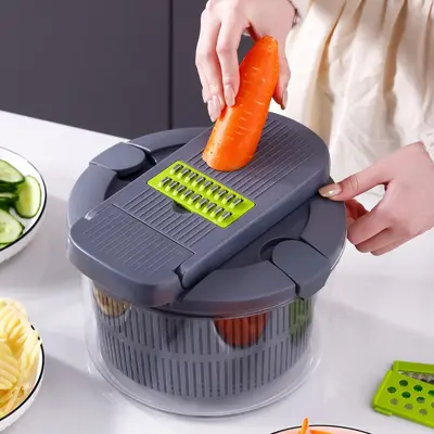 Gemüse-Entwässerungsmesser zwei in eins Siebkorb Haushalt Küche multifunktionales Schneiden von Julienne und Scheiben Handwerk Gemüse- und Obstsalat