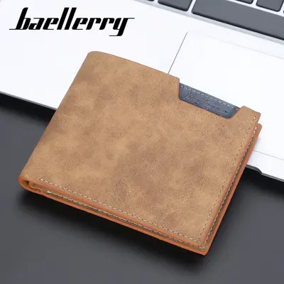 BAELLERRY Men's Short Wallet, Multi-Card Slots, Open Matte Leather - 3