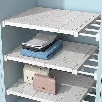 Gardırop bölme katmanlı raf çivisiz geri çekilebilir yurt dolabı banyo mutfak depolama rafı depolama dolabı katmanlı raf