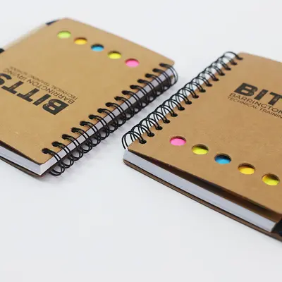 A6 Spiral Kraft Notebook, Eco-Friendly, With Sticky Notes - 3