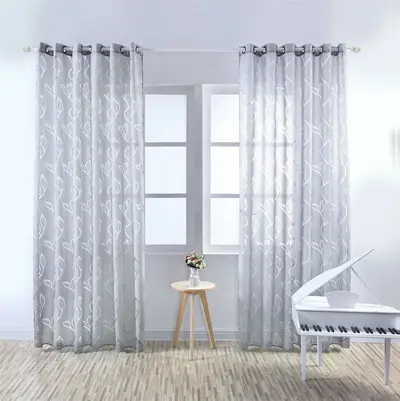 Hollow-Cut Leaf Pattern Ready-Made Curtain for Living Room and Bedroom - 7