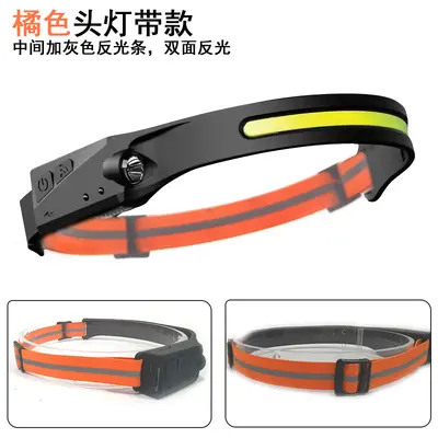 Sensor Silicone Headlamp, USB Rechargeable, COB Red Light, for Cycling and Running