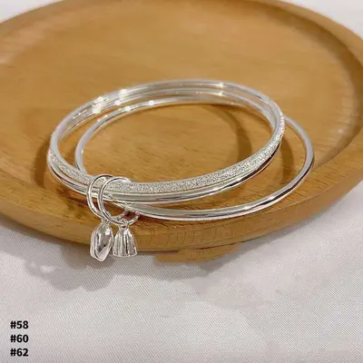 Silver-plated copper bracelet, closed design, couple style