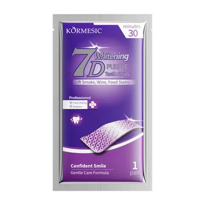 Purple Teeth Whitening Strips with Bamboo Charcoal and Coconut Oil, Stain Remover - 7