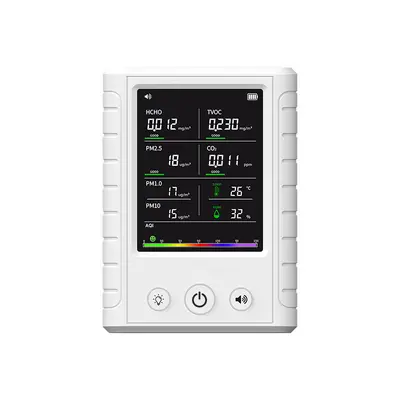 CO2, PM2.5, PM1.0, formaldehit ve TVOC hava kalitesi dedektörü