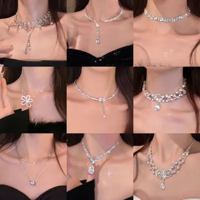 Strass-Quasten-Halskette, edles Design Schlüsselbein-Kette
