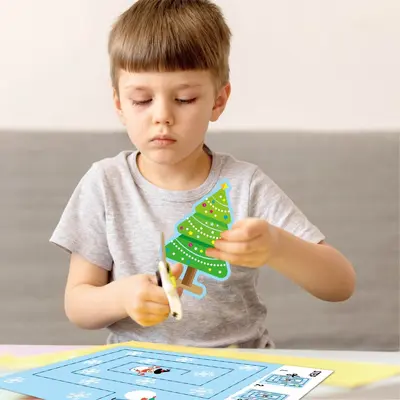 Christmas Paper Cutting Set for Ages 4-6, Fine Motor Skills Cut-and-Paste Book - 5