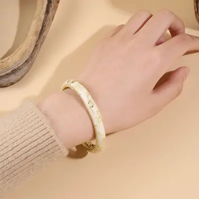 Avrupa ve Amerika Sınır Ötesi Yeni Model Çin Tarzı Küçük Çiçek Cloisonné Bilezik Mine Renkleri İnce Çiçek Vintage Damlama Yağlı Bilezik - 3