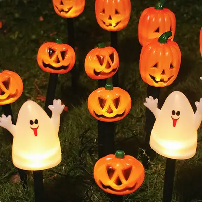 Halloween Solar LED Garden Light String, Waterproof, Pumpkin Ghost Design