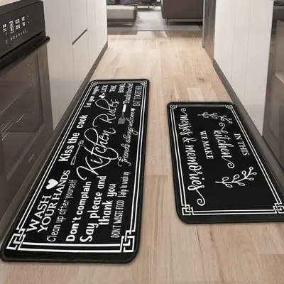 American Rustic Kitchen Floor Mat Set, 2 Pieces, Absorbent and Non-Slip - 10