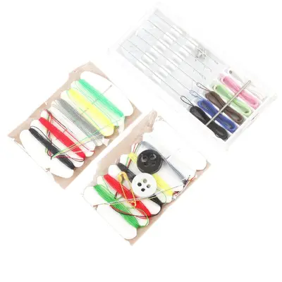 Disposable Sewing Kit Wool Needle Six Colors Spare Button Sewing Needle Safety Pin Travel Hotel Portable Mini Set