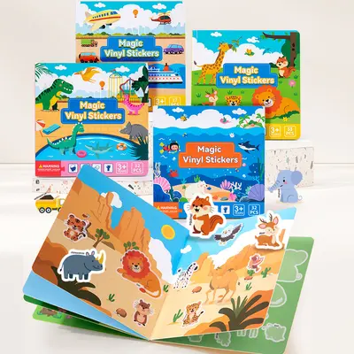 Children's Reusable Magic Electrostatic Sticker Scene Book for Early Education