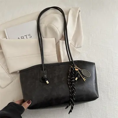 Retro Large Capacity Women's Tote Bag, Single Shoulder Strap - 11