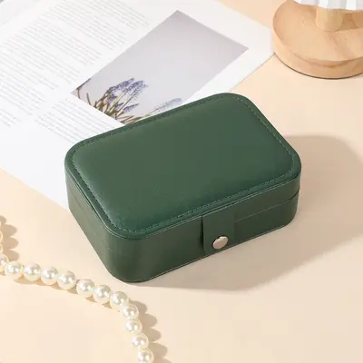 Schmuckkästchen mit Schnappverschluss, große Kapazität, Ringschatulle, Ohrringe, Schmuckaufbewahrungsbox, tragbar für Reisen, Schmuckkasten mit Lederbezug - 7
