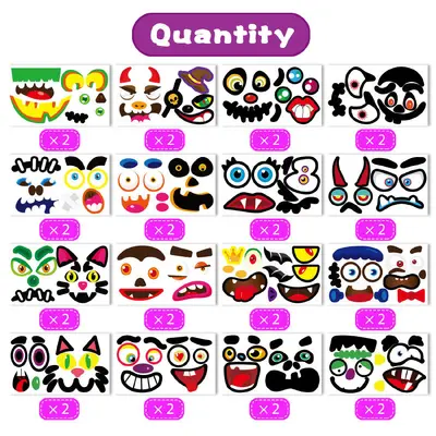Halloween Pumpkin Face Expression Stickers, Ghost Decoration Stickers - 7