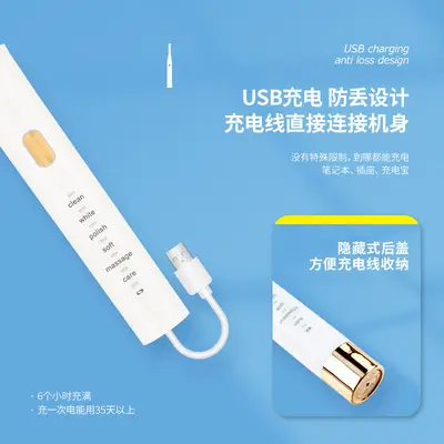 Sonic Electric Toothbrush, Hidden Charging Cable, 6 Modes, Soft Bristles - 4
