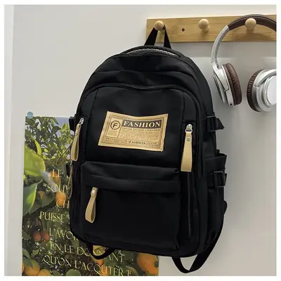 Letter Print Student Backpack with Laptop Compartment, Large Capacity School Bag - 3