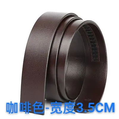 Kangaroo top-layer genuine cowhide 3.5mm leather belt genuine leather without head automatic buckle no interlining belt men's trousers belt - 8