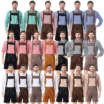 New German Traditional Oktoberfest Costume Colorful Adult Men's Munich Bavarian Beer Festival Lederhosen Suspenders Pants