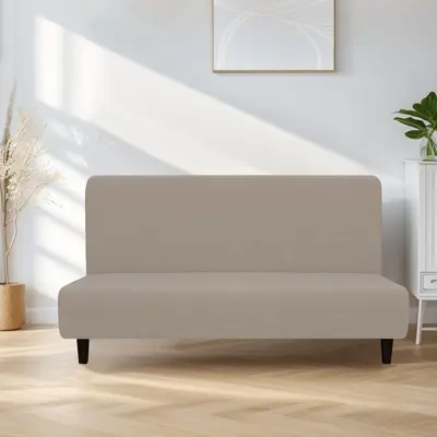 Cross-border new waterproof milk silk sleeveless sofa cover elastic solid color foldable daybed cover sofa slipcover - 7