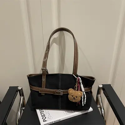 Women's Single Shoulder Bag Large Capacity Retro Simple Tote Bag Autumn Winter - 7