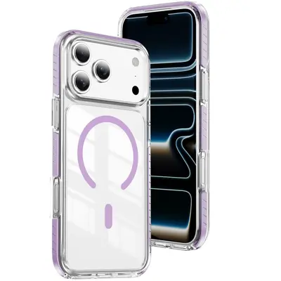 适用于iPhone17Pro Max新品透明磁环手机壳16晶盾彩条防摔盔甲壳 - 12
