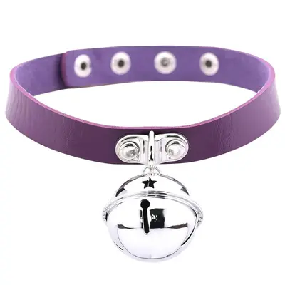 PU-Leder-Halskette, Choker mit Glöckchenanhänger - 9