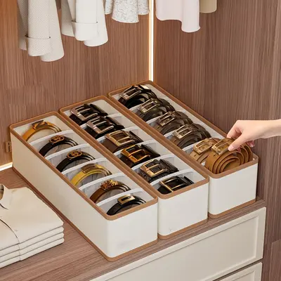 Gürtel-Aufbewahrungskorb, Gürtel-Organizer-Box, Wäscheschrank-Fachteiler, Kragenkasten, Krawattenhalter, Schleife-Organizer, Seidenschal-Aufbewahrungskorb, Wäscheschrank-Ablage-Box