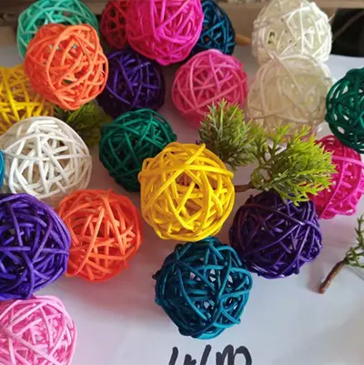 Beyaz rattan top dekorasyon, 3 cm - 80 cm, asılı ışık zinciri süsü